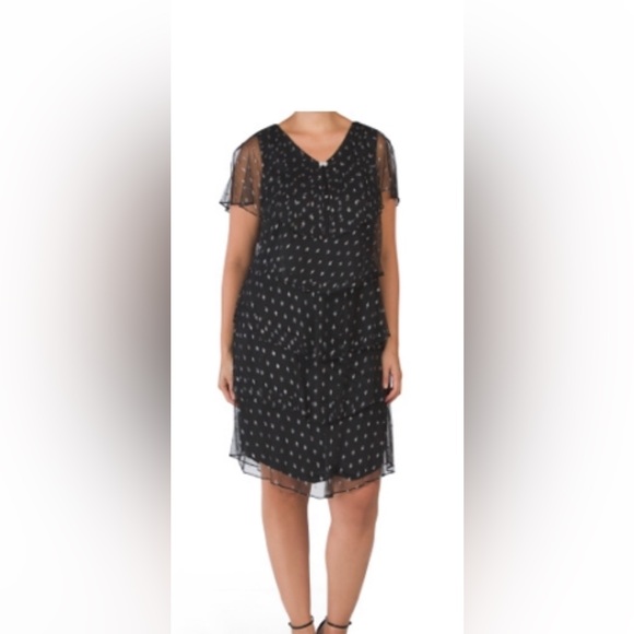 Metallic Glitter Printed Short Sleeve Tier Dress - Picture 5 of 7